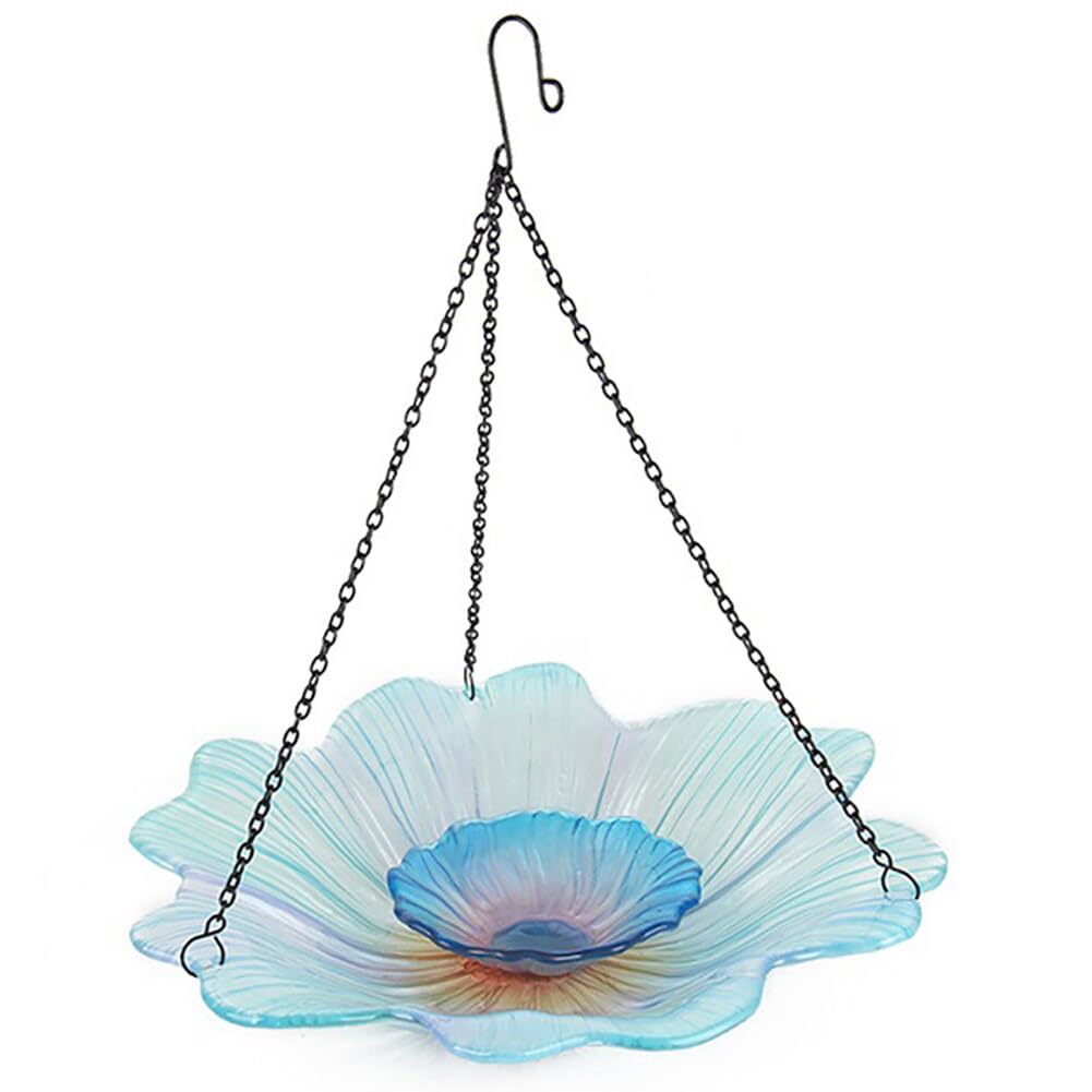 Uposao 1 bebedero para pájaros para colgar, bebedero para pájaros de cristal, flores, patrón de textura, estación de alimentación para jardín, terraza, decoración para exteriores, terraza y patio,