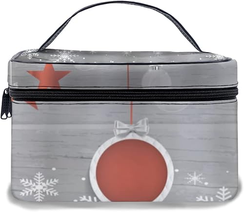 Miniatura 1 de Portable Makeup Pouch,Celebration Pendant Stars Baubles Ornate Snowflakes,Large Capacity LeatherTravel Cosmetic Bag