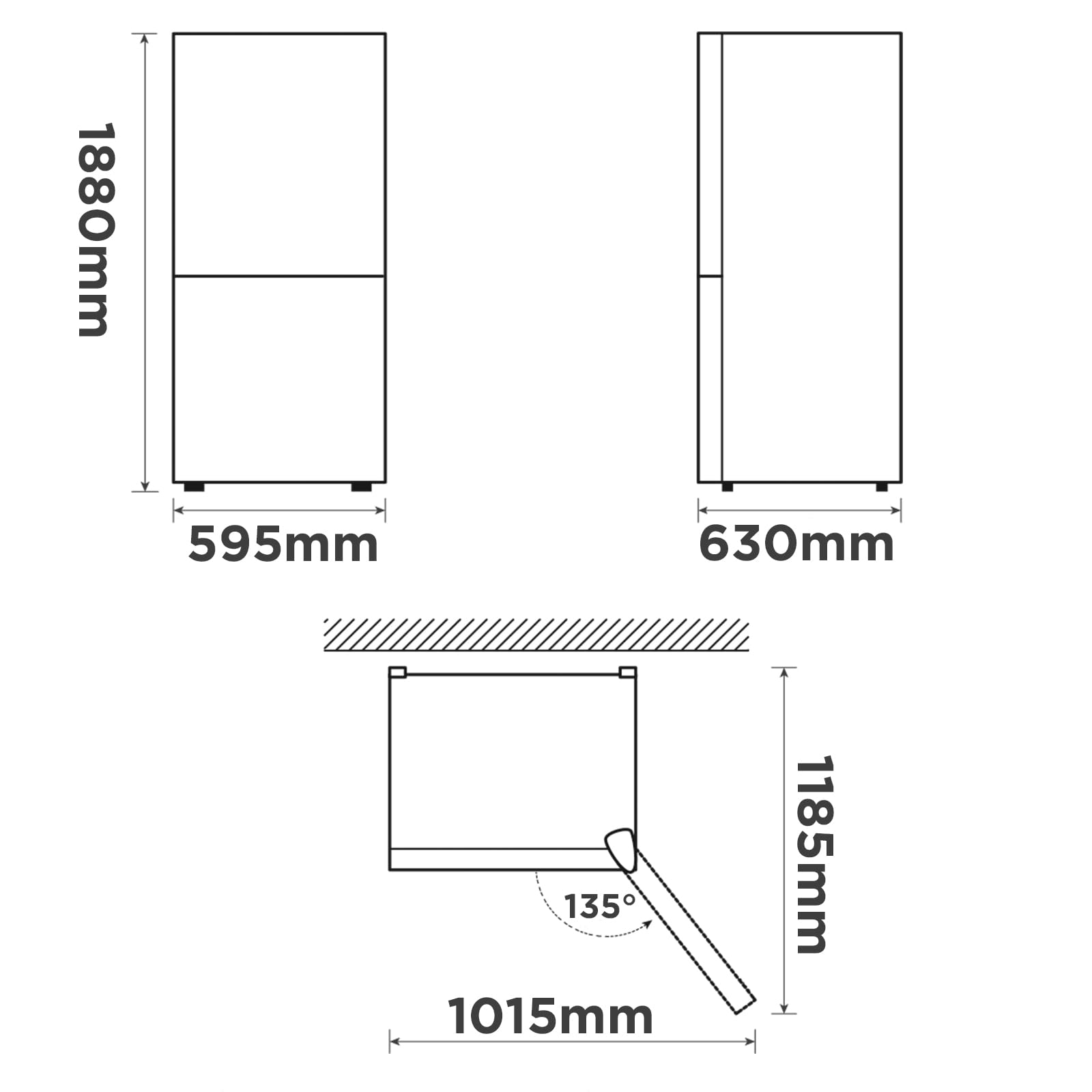 Midea MDRB424FGE02IW 310L Frigorifero Combinato, Libera Installazione, Total No Frost, Ventilazione MultiFlow, Doppia Porta Reversibile, Controllo Touch
