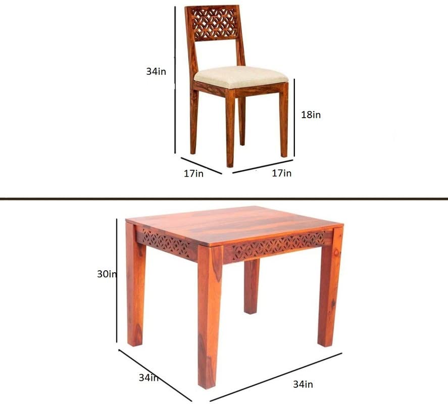 GM CRAFT Solid Sheesham Wood Two Seater Dining Set for Dining Room Restaurant Hotels Cafe | Wooden Dining Set | Sheesham Wood Dining Set |03 2