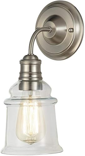 Home Decorators Collection - Aplique de pared de níquel cepillado de 5.1 pulgadas con cristal transparente