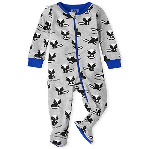 Image of The Children's Place Baby-Boys And Toddler Long Sleeve 100% Cotton Zip-Front One Piece Footed Pajamas