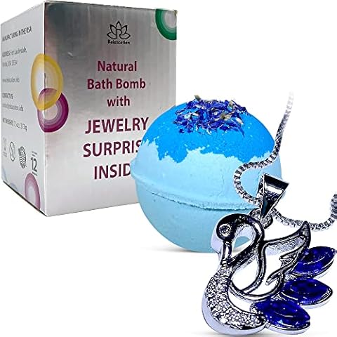 Bath Bomb with Swan Necklace Inside - White Gardenia Scent Cover
