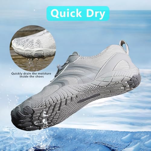 Image of Beach Water Shoes for Women Men Quick Dry Non-Slip Wide Toe Hike Barefoot Footwear for Beach Pool Aqua Swim Surf Walk