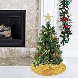 Christmas Tree Skirt 24 Inches Gold Sequin Tree Skirt Xmas Holiday Decoration Glitter Tree Skirts fo