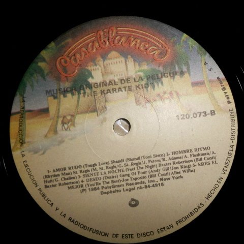 Various – Karate Kid Soundtrack > Compilation Casablanca – 120073 L Venezuela 1984 Survivor; The Flirts And Jan And Dean; Broken Edge; The Commuter; Paul Davis; Shandi; St. Regis; Baxter Robertson; Gang Of Four; Joe "Bean" Esposito; Dennis Lambert; Peter Beckett; Bill Conti; John Mark; Richie Fenton; David Merenda; Toni Stern; A. Flashman; G. St. Regis and G. Challen Survivor; The Flirts And Jan And Dean; Broken Edge; The Commuter; Paul Davi image 4
