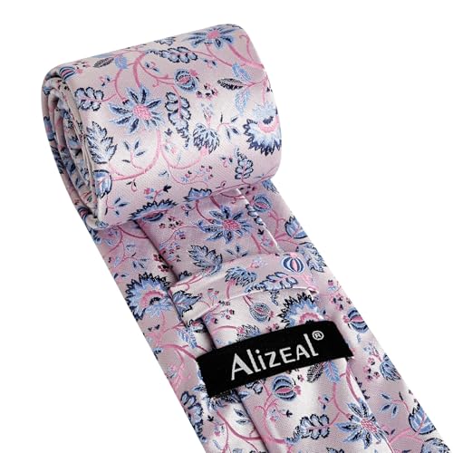 Image of Alizeal Mens 3.15inches Leaf Flower Pattern Tie Set | Floral Pattern Pocket Square Perfect for Fall Winter Business and Holiday Events