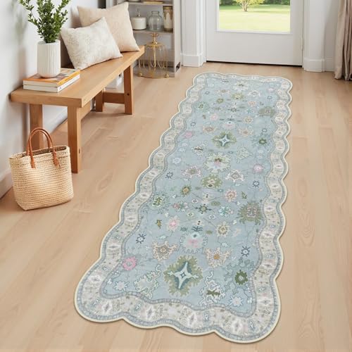 Tapete corredor Oushak Modern 2x6 azul boho