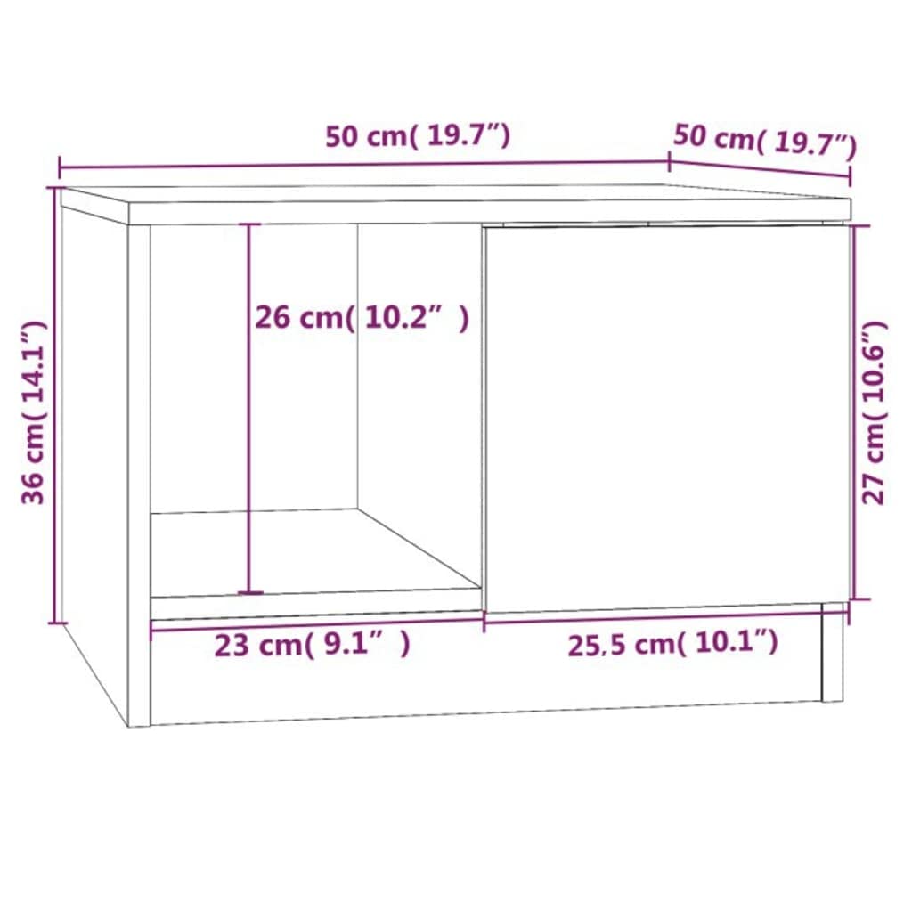 Stolik kawowy dąb Sonoma 50 x 50 x 36 cm, materiał drewnopochodny, stolik do sofy, stolik pomocniczy, stolik kawowy do kawy i laptopa, do salonu, na łóżko do sypialni