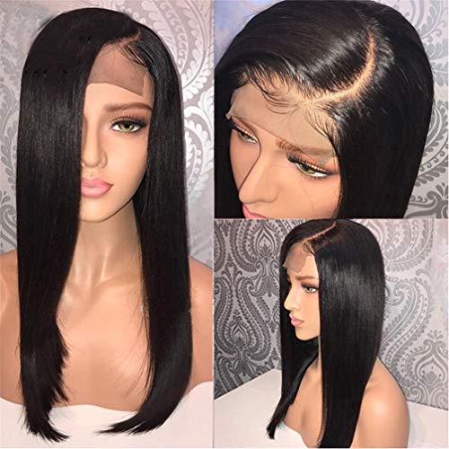 Perruque naturelle droite en soie longue 24 inches noire