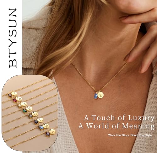 Initial Birthstone Necklace for Women, Dainty Gold Necklace for Women with Initial Birthday Gifts for Her Teen Trendy Stuff Letter A-Z Pendant Mothers Day Necklaces Gifts for Mom Daughter Sister Christmas Jewelry