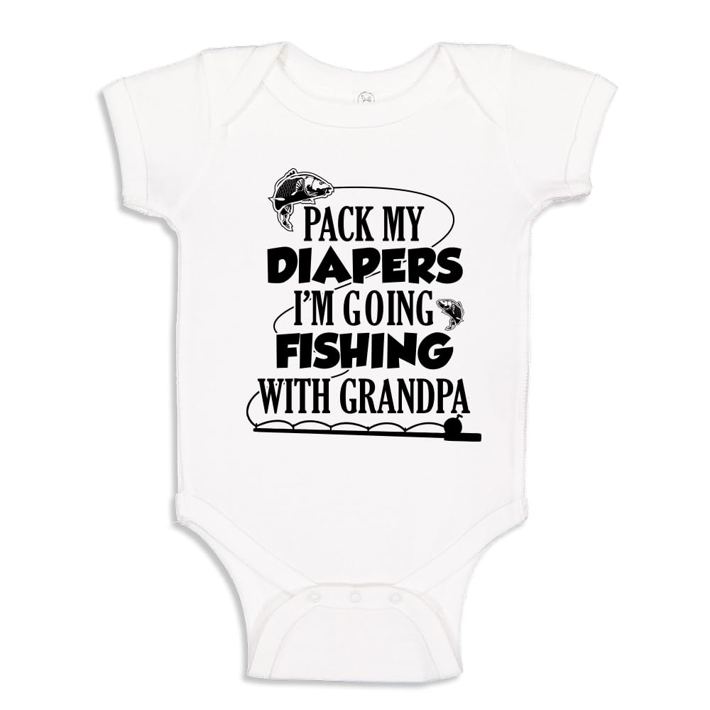 Pack My Diapers I'm Going Fishing with Grandpa Baby One Piece or Toddler T-Shirt