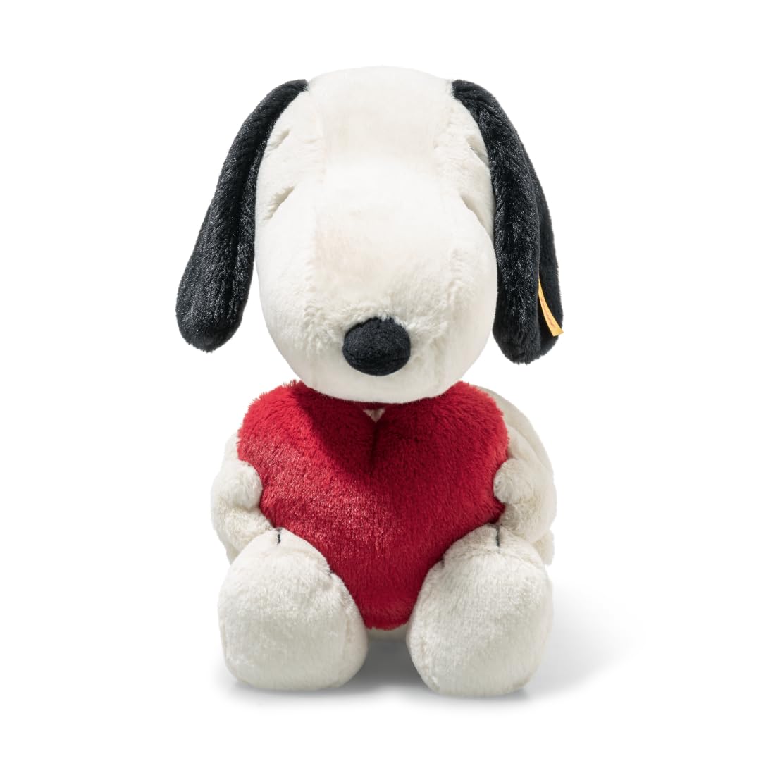 Steiff Peluche Snoopy Love, Peluche Adorable, para niños y niñas, bebés a Partir de 0 Meses, Friends, Peluche 30 cm, Blanco, 024375