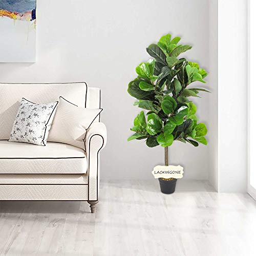image for LACKINGONE 4ft Faux Fiddle Leaf Fig Tree Artificial, Fake Plant Tree F