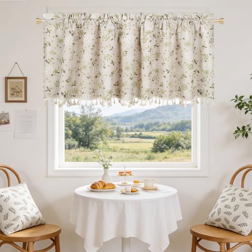 Rideau Valance HiSnug Mélange Lin 18 po, Occultrant Cuisine Ferme, 60" x 18"