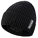 Novawo Wintermütze mit Fleecefutter, dicke Totenkopf-Mütze Gr. Einheitsgröße, Schwarz ohne Halswärmer