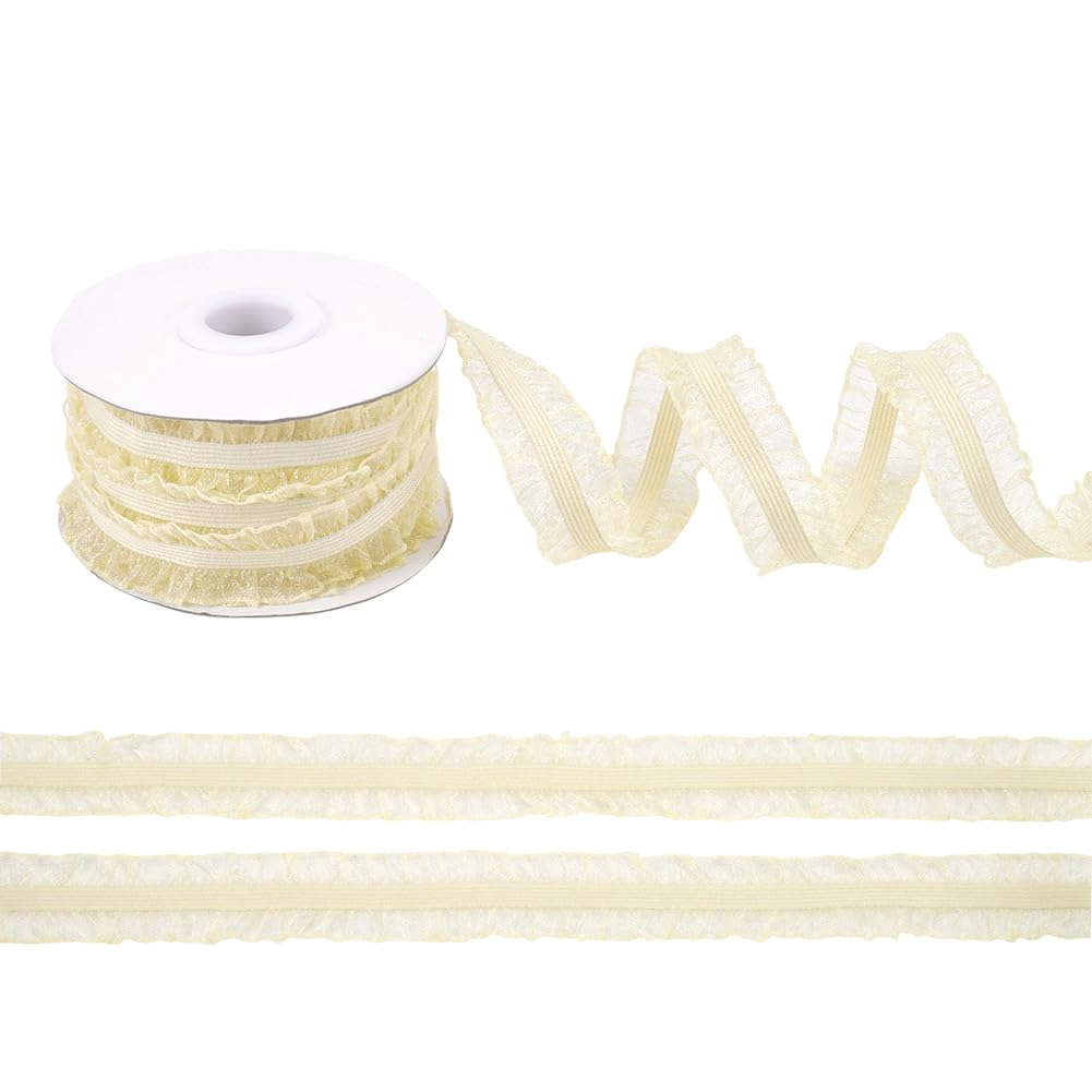 FINGERINSPIRE Nastro Di Pizzo Elastico Mattone Refrattario 20mm X 9.14m | Doppia Balza Per Cucito E Fai Da Te - 2