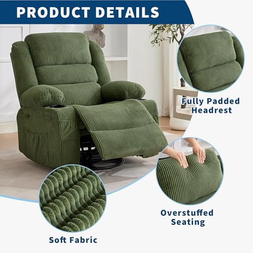Image of Rocking Recliner Chair for Adults Oversized 360 Swivel Manual Recliner