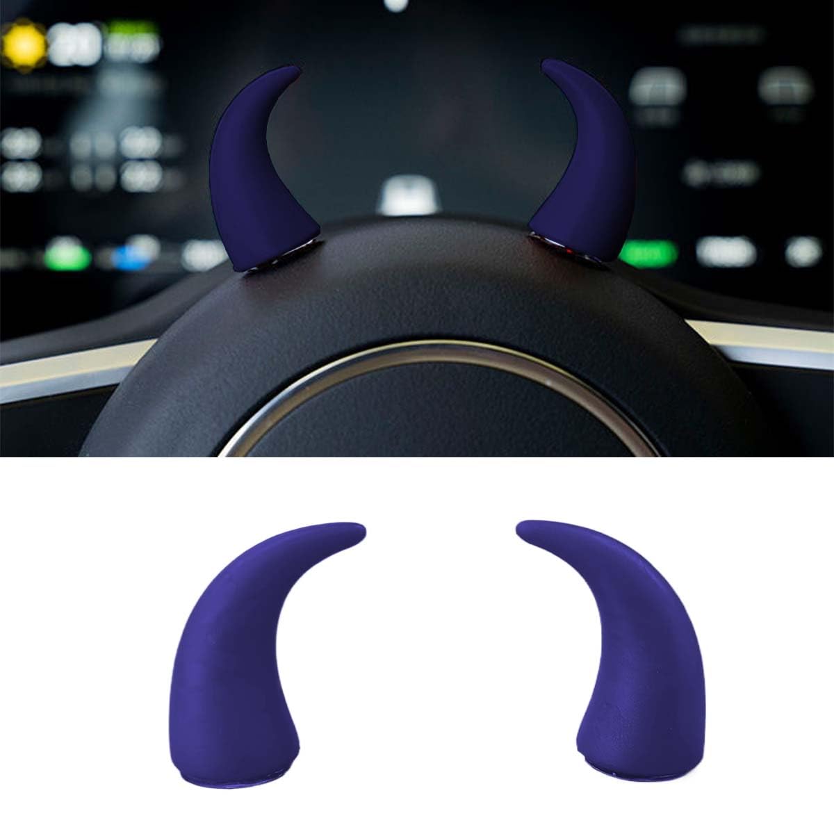 3D Devil Bull Horn Car Interior Decoration Funny Car Steering Wheel Ornament Stickers Cute Mini Car Dashboard Decoration