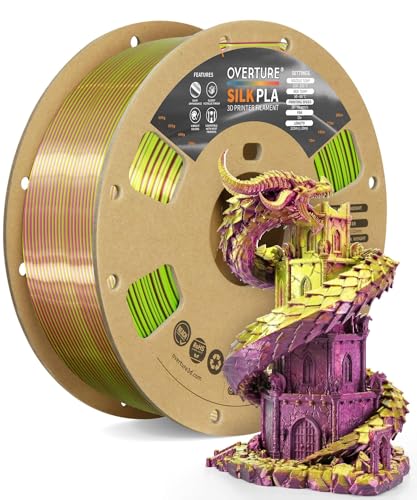 Image of OVERTURE Silk PLA 1.75mm Dual Color Filament, Clog-Free Shiny 3D Printer Filament, 1kg Spool(2.2lbs), Dimensional Accuracy + /- 0.03 mm, Fit Most FDM Printer(Silk Green-Magenta)