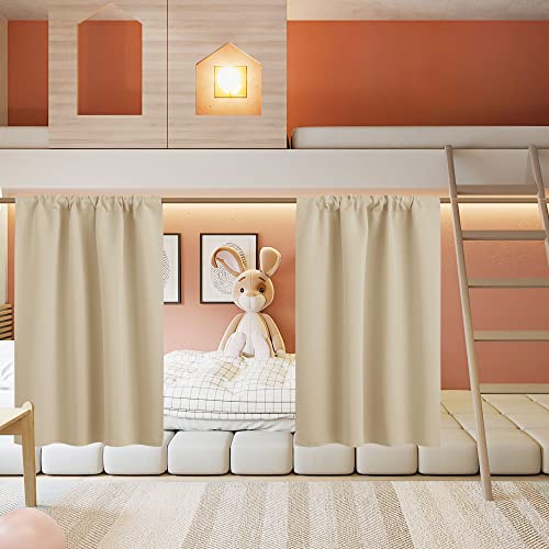 RYB HOME Short Curtains for Living Room Blackout Portable Blinds Shades for Bedroom Bathroom Basement Garage RV Camper Windows, W 34 x L 36 inches, Biscotti Beige, 2 Pcs