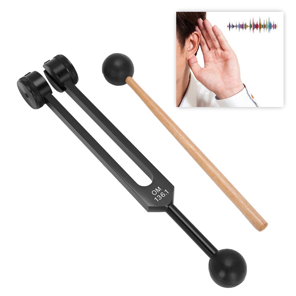 Brrnoo Tenedor de afinación de 136,1 Hz, aleación de Aluminio, Horquilla afinación médica, Prueba de curación de Yoga, vibración, Terapia de Sonido, Herramienta de afinación con Martillo Goma
