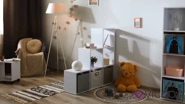 Vicco Libreria Bambini Tetra Bianca - 72x72 Cm Con 4 Scatole Pieghevoli - Scaffale Montessori Per Stanza Dei Più Piccoli