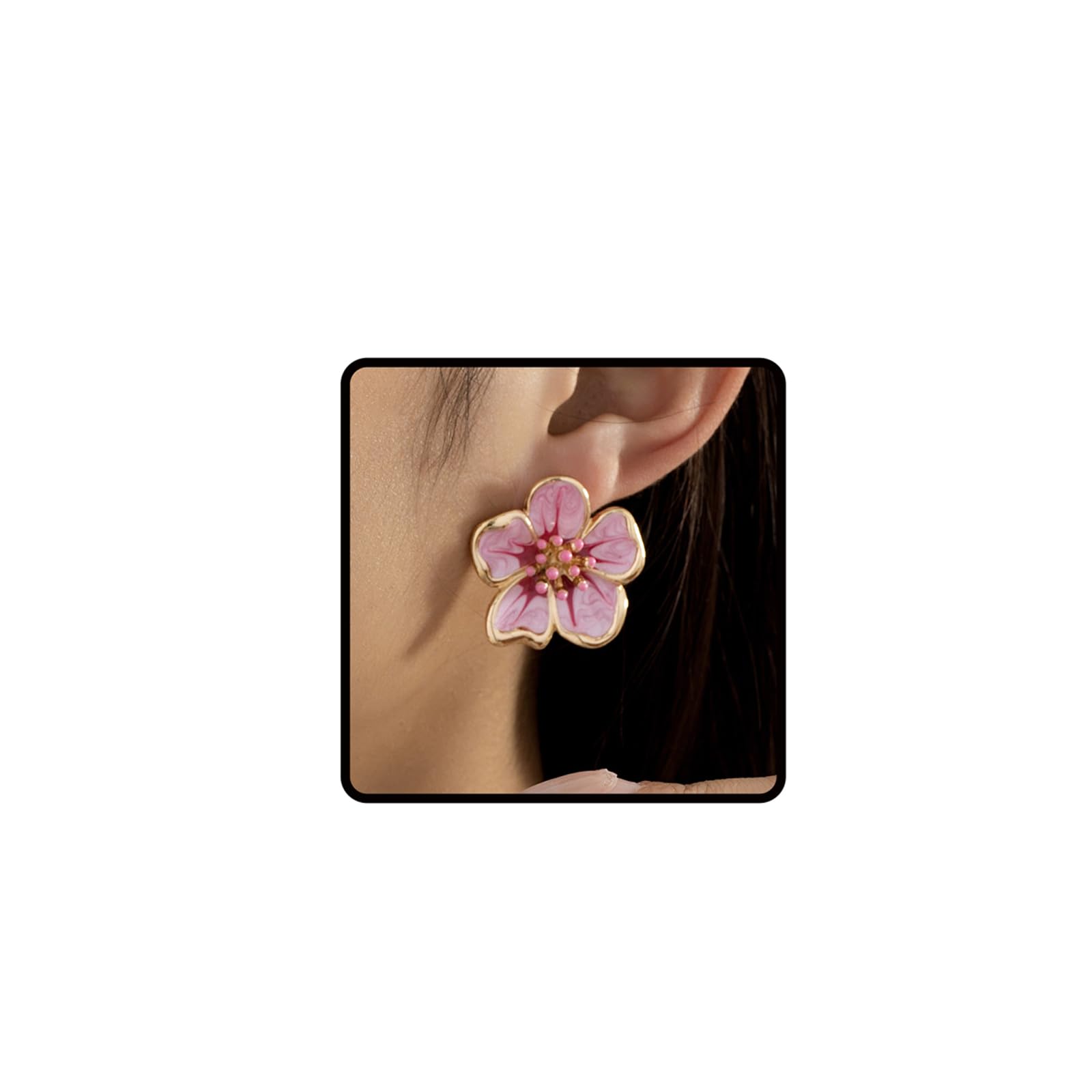 �️Flower Earrings For Women, Fashion Colorful Enamel Plant Peach Petal Earring Personalized Minimalist Gift Jewelry (Pea — fashion deal