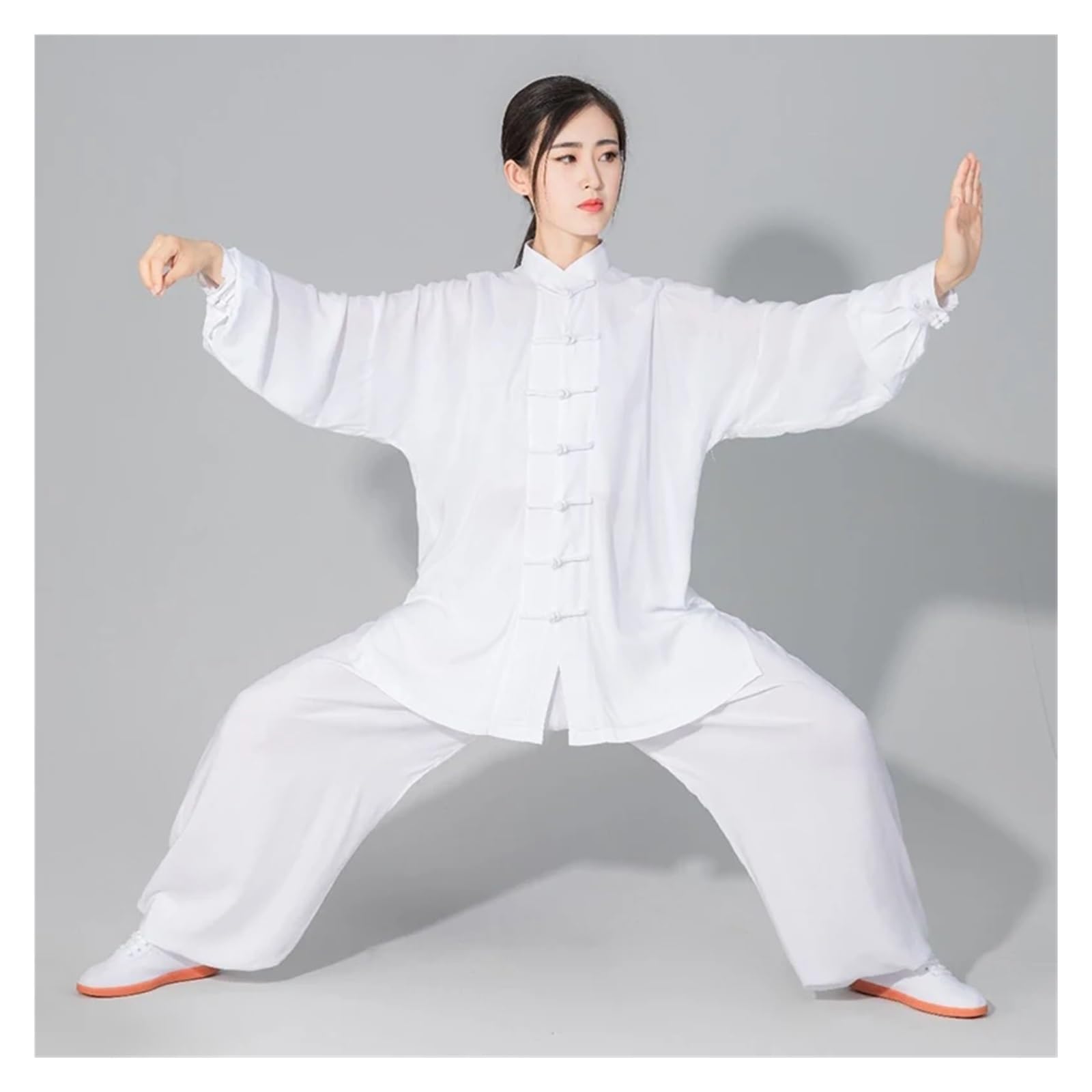 Uniforme Tai Chi Cotone Wushu Kung Fu Abbigliamento Adulti Arti Marziali Wing Chun Tuta Taichi Performance Tang Suit(White,XXXL(185cm))