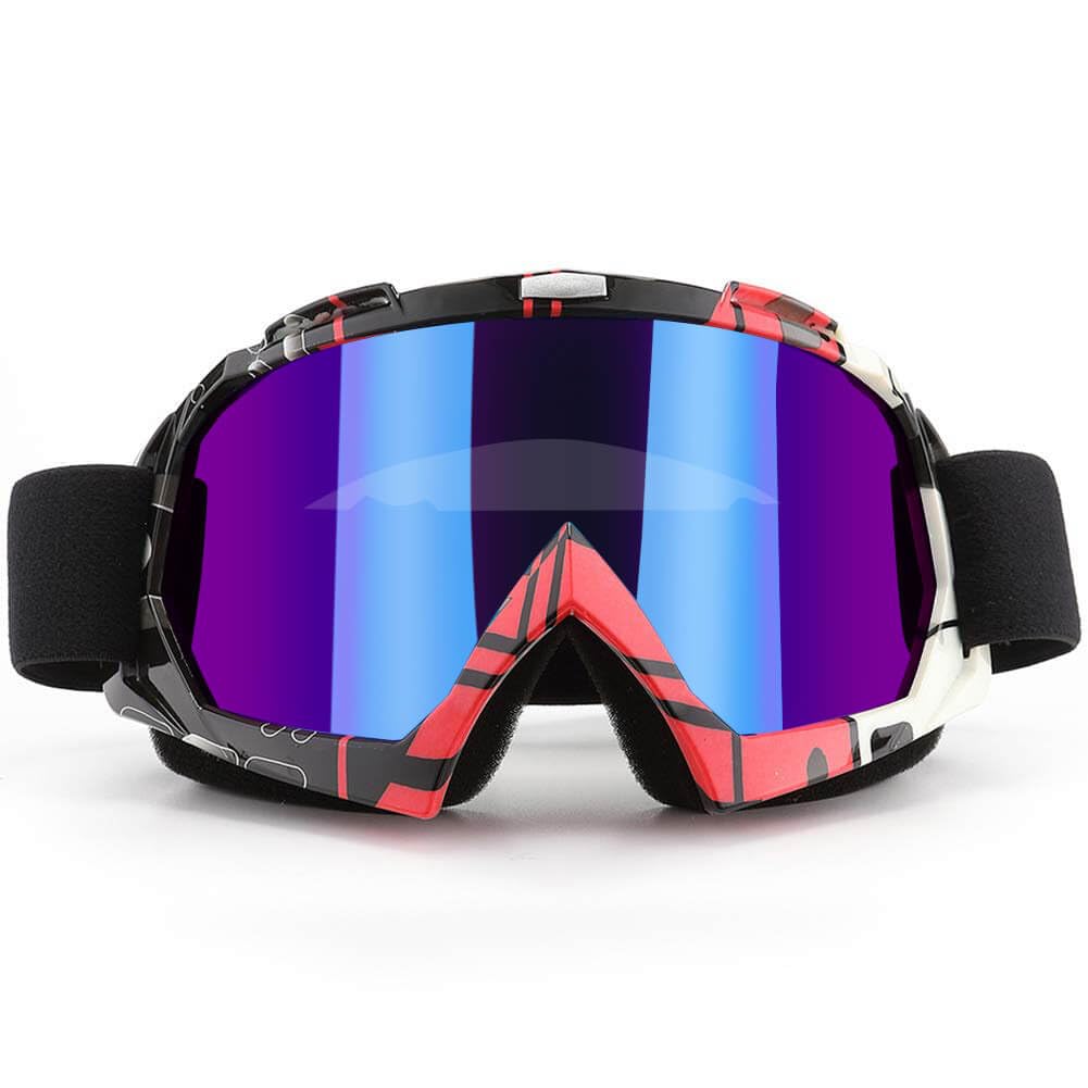 SPOSUNE Motorradbrille, ATV Dirt Bike Off Road Racing MX-Fahrbrille Anti-Scratch Staubdicht Biegbar UV400 Brille Gepolstert Weicher Dicker Schaumstoff, Verstellbarer Riemen Erwachsenen-Motocross