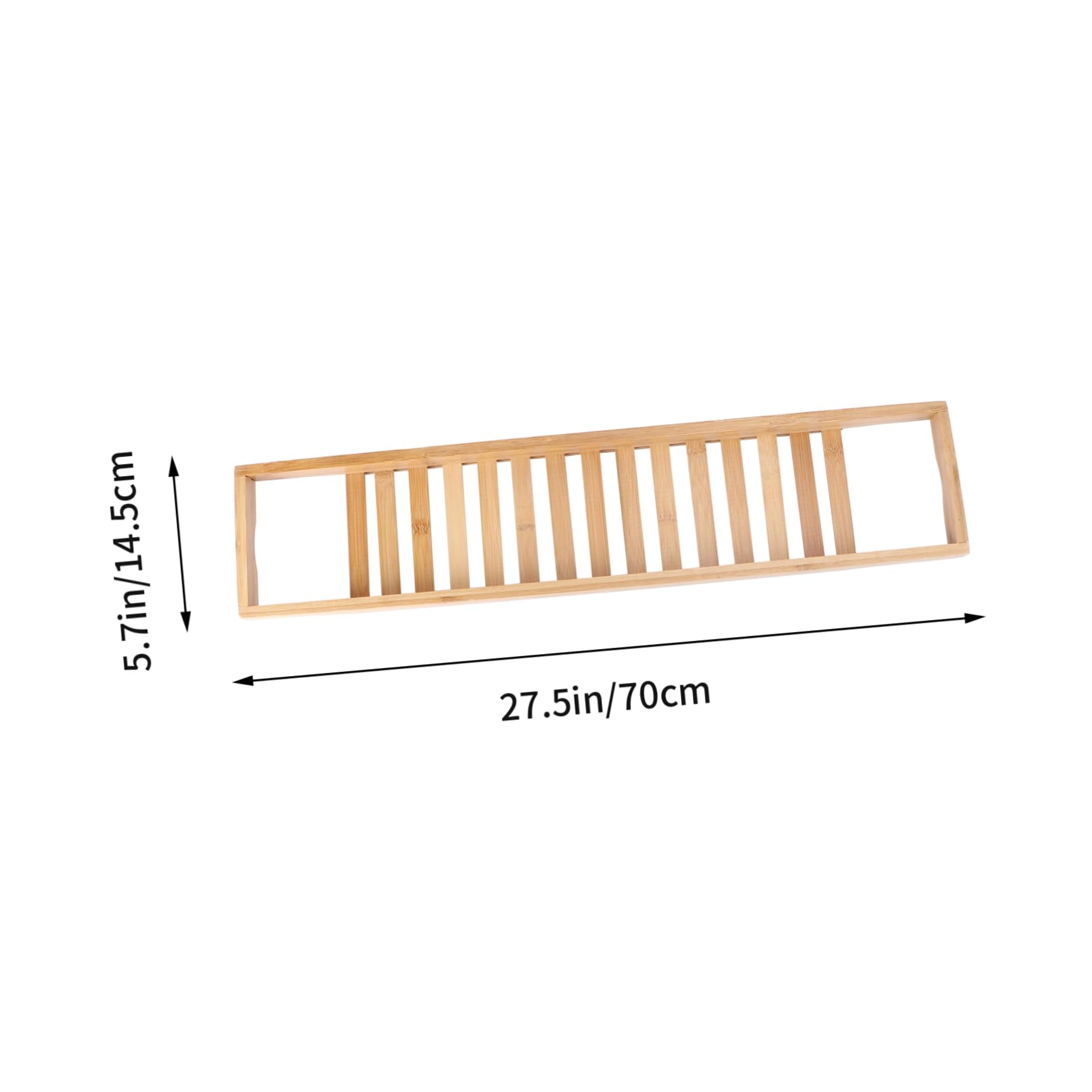 Cabilock Bathtub Wood Tray Bamboo Storage Rack Tub 70x14.6x4.5cm for Tablets Snacks