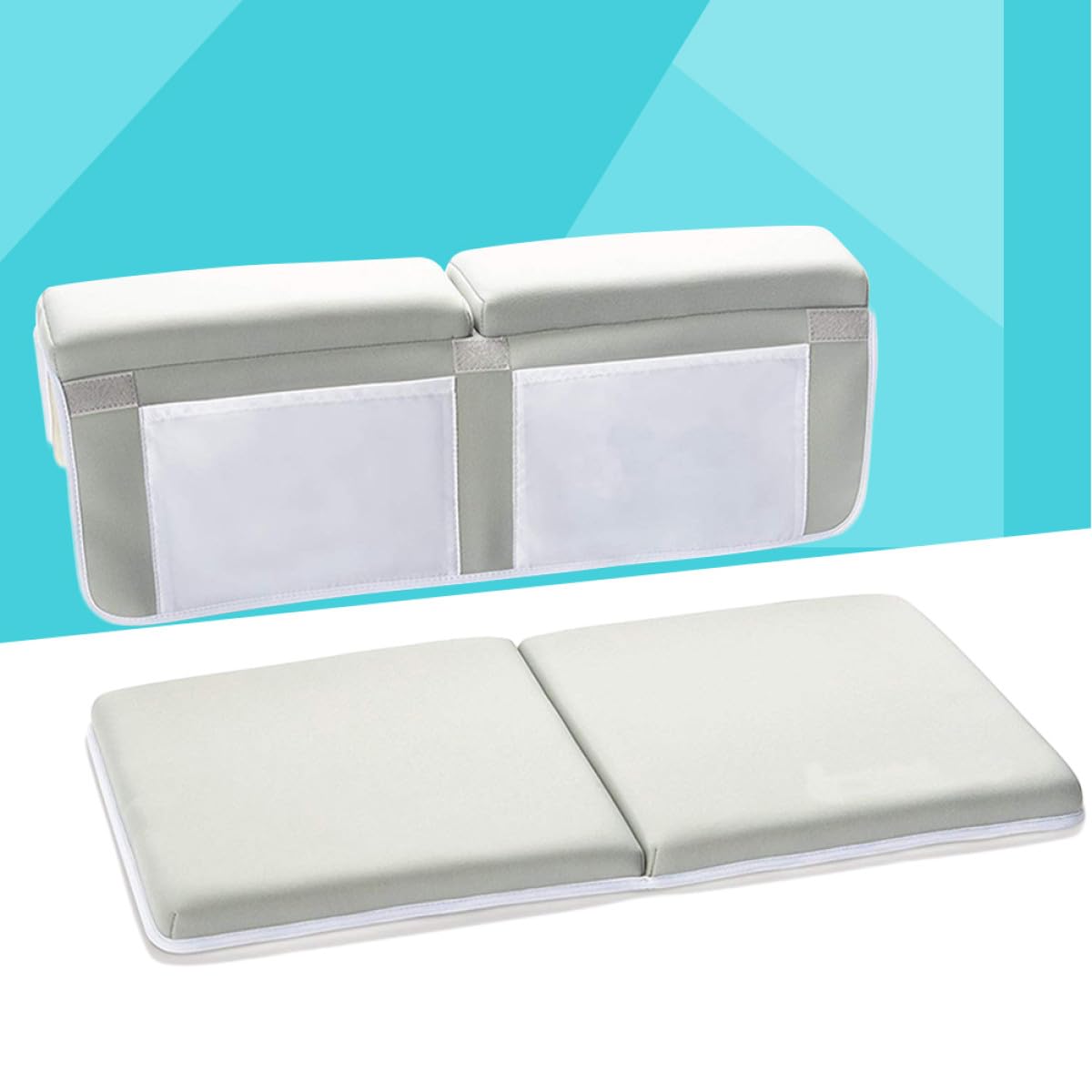 DOITOOL Almohadilla Antideslizante para Baño Infantil con Bolsillos Organizadores Cojín Plegable para Rodillas Ventosas Fuertes para Seguridad y Comodidad Ducha y Bañera Gris