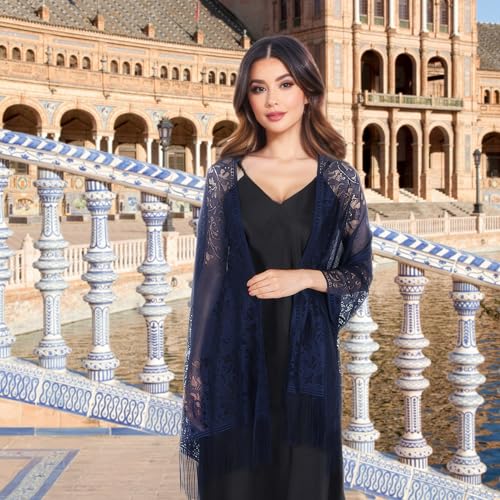 MUQU Shawls and Wraps for Evening Dresses - Lace Shawl Pashmina Wedding Formal Scarf for Women 6