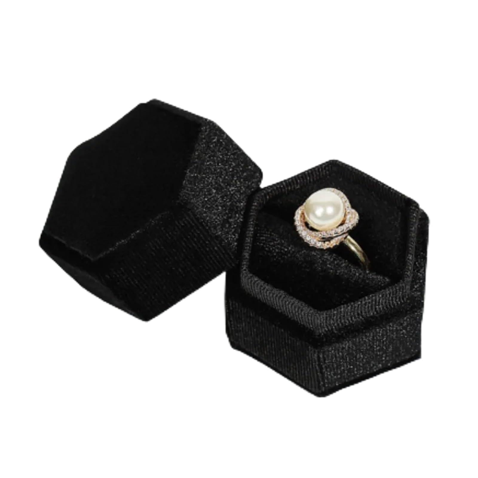 Ring Box Earring Small Jewellery Organiser Ring Cases(Black-B)
