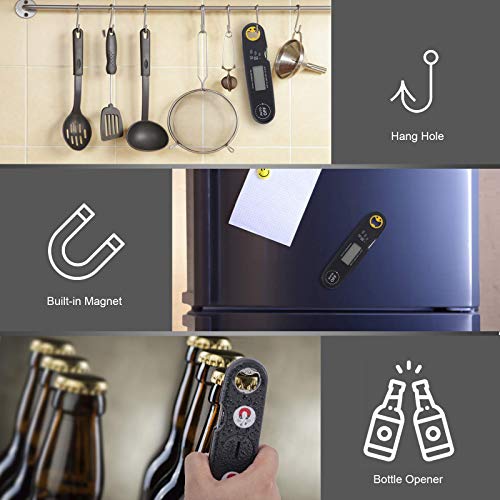 Meat Thermometer Instant Read, EHO Digital Meat Thermometer for Grilling Oven, Kitchen, Cooking, BBQ, Candy, Jam, Milk, Waterproof with Backlight (Black) - Thumbnail 4