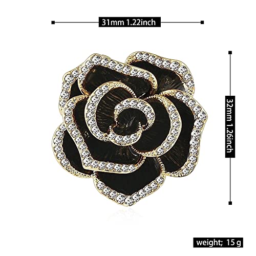 Image of Women Camellia Flower Pearl Enamel Brooch Pins for Ladies Jewelry Fashion