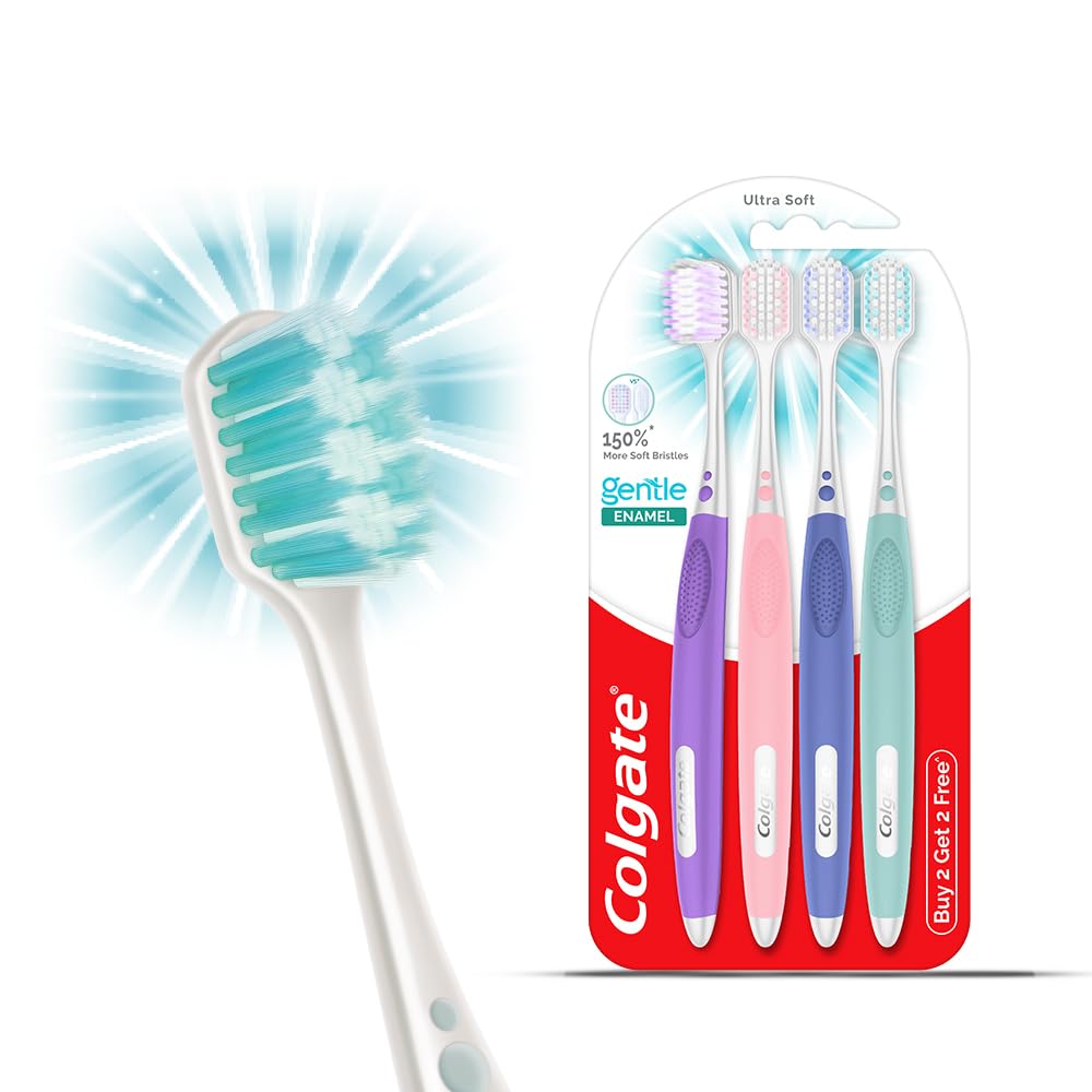 Gentle Enamel Ultra Soft Bristles Manual Toothbrush for adults, 4 Pcs (Buy2 Get 2), Soft Bristles for Enamel Care,Multicolor