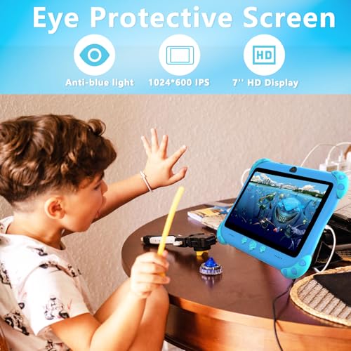 Image of YINOCHE 7 Inch Kids Tablet with Case, WiFi, Android Kids Tablet, 32GB Storage, Dual Camera, Shockproof Case, Parental Control Tablets Compatible with Netflix, Multi