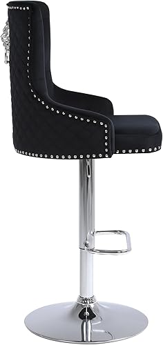 Miniatura 105 de Juego de 2 taburetes de bar giratorios ajustables de terciopelo con respaldo alto copetudo, modernos taburetes de altura de mostrador con base