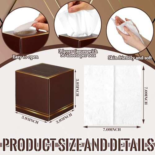 Image of Fourluoo 12 Pack Facial Tissues Cube Boxes Face Box 600 Sheets 3 Ply Soft Paper Square Tissues Bulk for Car Pocket Toilet Household Bedroom Family (Classic Retro Color)