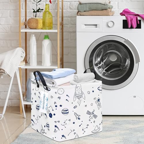 Image of Square Storage Baskets Children Shelves Gift Toy Organizer Room Spaceship | Laundry Hamper Collapse Canvas with Handles for Organizing Home Kitchen Children Toys Office Closet Shelf