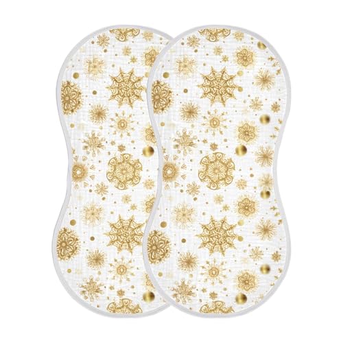 Baby Burp Cloths, Soft Absorbent Burping Cloths for Babies, Cotton Milk Spit Up Rags, Large Size for Newborns, Baby Boys and Girls (Golden Frost Flake Pattern)2