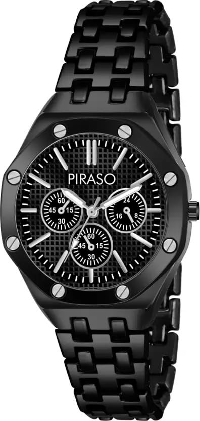 PIRASO New Look Dial and Stainless Steel Chain Analog Watch for Women (Black) (B0CHBBN5SV) Amazon Price History, Amazon Price Tracker