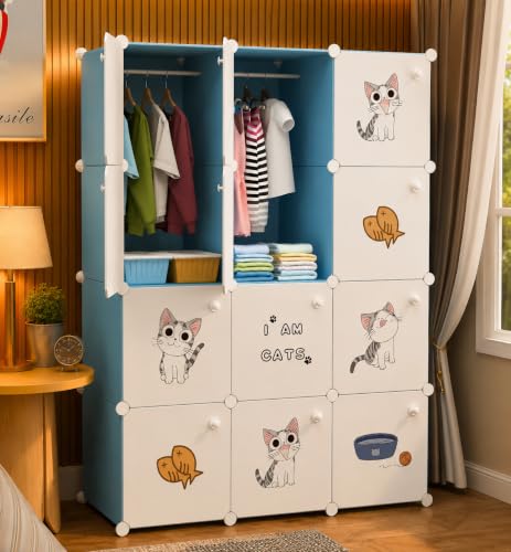 Image of 12 Door Plastic Wardrobe for Kids - Cupboard for Clothes Storage Rack, Almirah for Clothes, Baby Collapsible Wardrobe, Multi-Purpose Kids Storage Organizer for Books,Toy