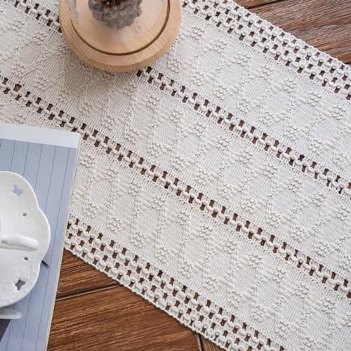 Image of HomeCloud Croshia Woven Table placemat - Heat Resistant, Washable Table Decoration for Dining, Office, Kitchen, Hotel, and Home (Rec White, Set of 1)