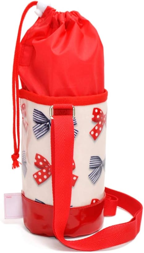 Amazon Co Jp 水筒カバー 小 ショルダー ポルカドットとストライプのフレンチリボン アイボリー N ホーム キッチン