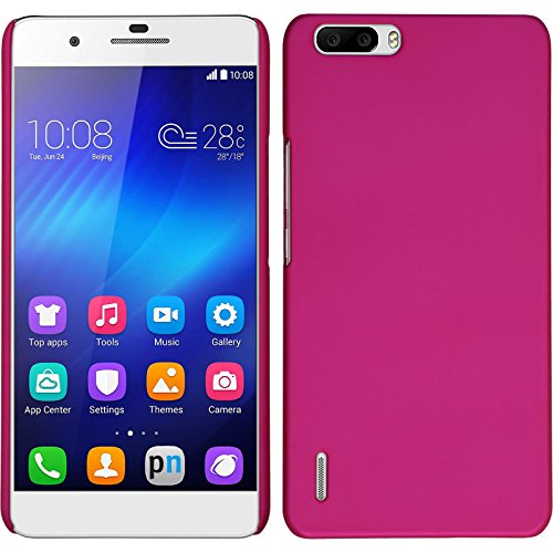PhoneNatic Hülle kompatibel mit Huawei Honor 6 Plus - Hülle pink gummiert Hard-case + 2 Schutzfolien