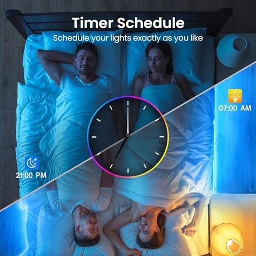 Image of TJOY 90ft Smart Led Strip Lights for Bedroom, Compatible with Alexa and Google Assistant, RGB Color Changing, Wireless Music Sync Led Lights for Room Decor(APP+Remote+Voice)