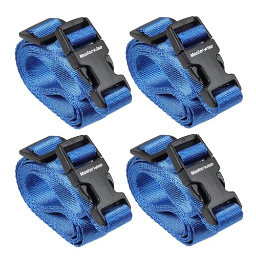 Image of Buckle Straps, Adjustable Nylon Straps, Blue 4 Pack (4'x0.75 inch) | Packing Strap Nylon Travel Belt Nylon Backpack Accessory with Buckle Clips for Suitcases, Packing, Travel, Hiking