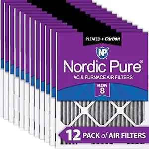 Nordic Pure 14x20x1PM8C-12 Pleated MERV 8 Plus Carbon AC Furnace Filters (12 Pack), 14 x 20 x 1